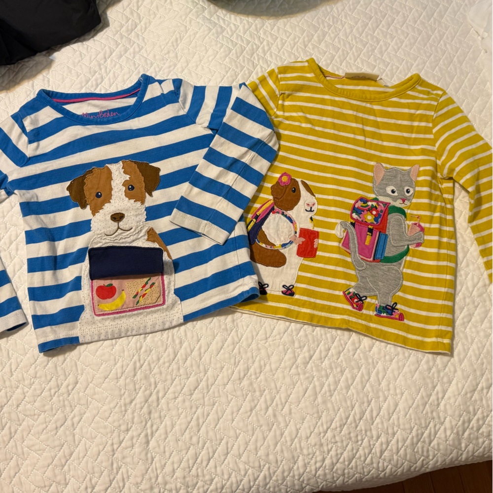 Mini Boden Blue and Yellow Striped Kids Tops